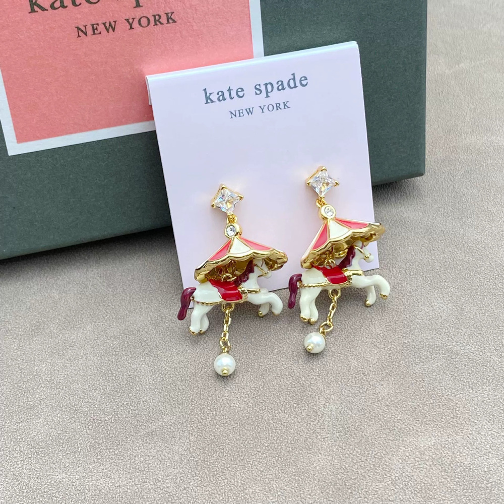 kate spade Enamel Glaze Zircon Inlay Carousel Pearl Metal Earrings